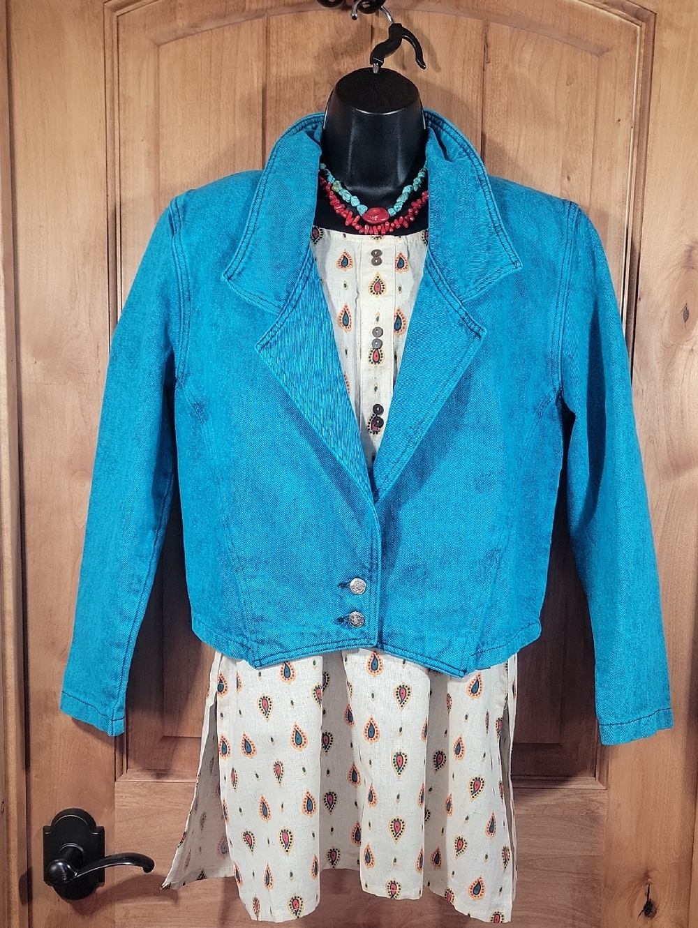 VTG Sundance Turquoise Denim Blazer - Picture 4 of 13